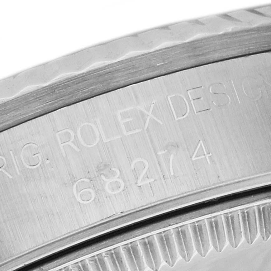 Rolex Montre Datejust de taille moyenne en acier avec cadran en or blanc et diamants, pour femmes 68274 Bon état - En vente à Atlanta, GA