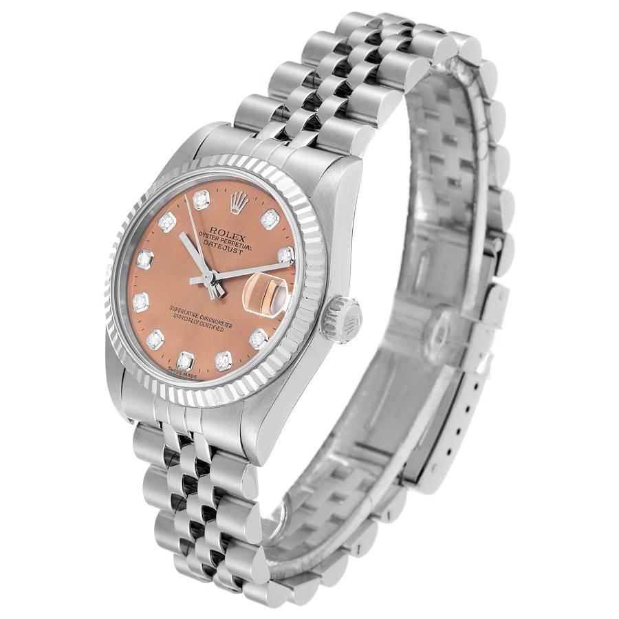 Women's Rolex Datejust Midsize Steel White Gold Diamond Dial Ladies Watch 68274 For Sale