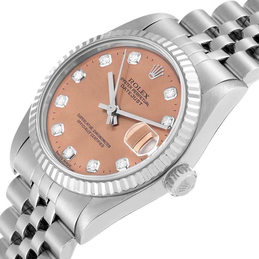 Rolex Datejust Damenuhr aus Stahl und Weißgold mit Diamant-Zifferblatt 68274 im Angebot 2