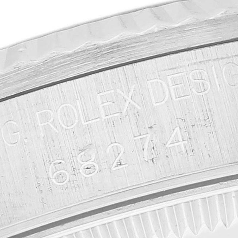 Rolex Montre Datejust de taille moyenne en acier avec cadran en or blanc et diamants, pour femmes 68274 en vente 2