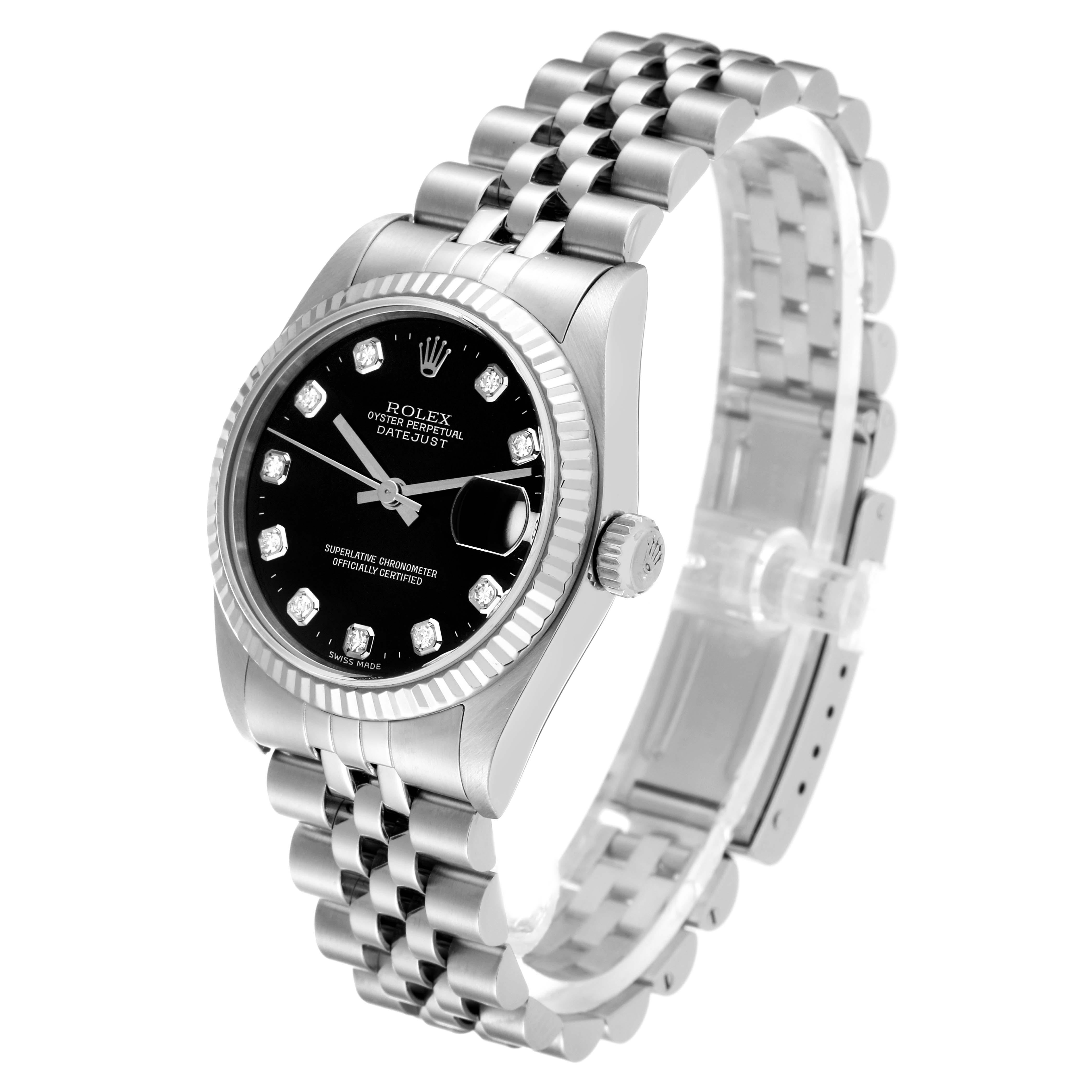 Rolex Datejust Damenuhr aus Stahl und Weißgold mit Diamant-Zifferblatt 68274 im Angebot 6