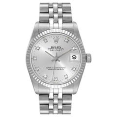Rolex Datejust Midsize Steel White Gold Diamond Dial Ladies Watch 68274