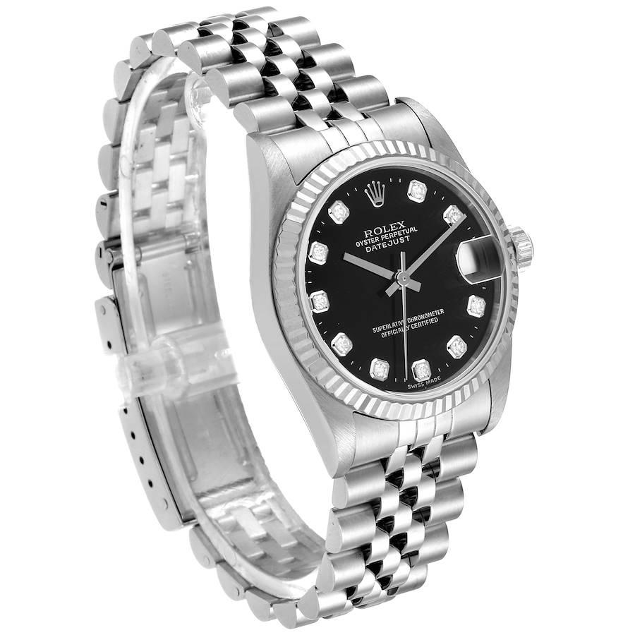 Rolex Datejust Midsize Steel White Gold Diamond Dial Ladies Watch 68274 Papers In Excellent Condition For Sale In Atlanta, GA