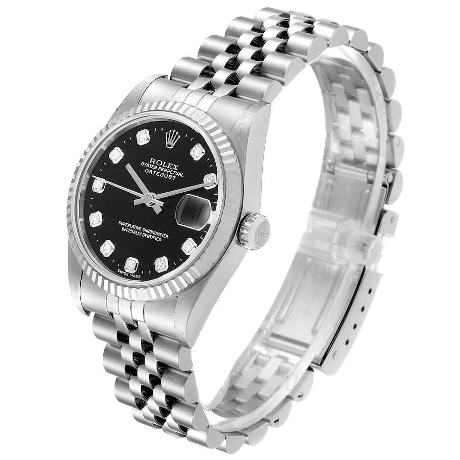 Women's Rolex Datejust Midsize Steel White Gold Diamond Dial Ladies Watch 68274 Papers For Sale