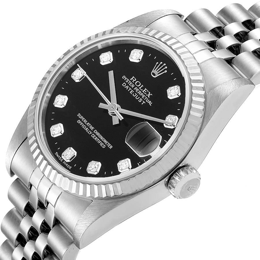 Rolex Datejust Midsize Steel White Gold Diamond Dial Ladies Watch 68274 Papers For Sale 1