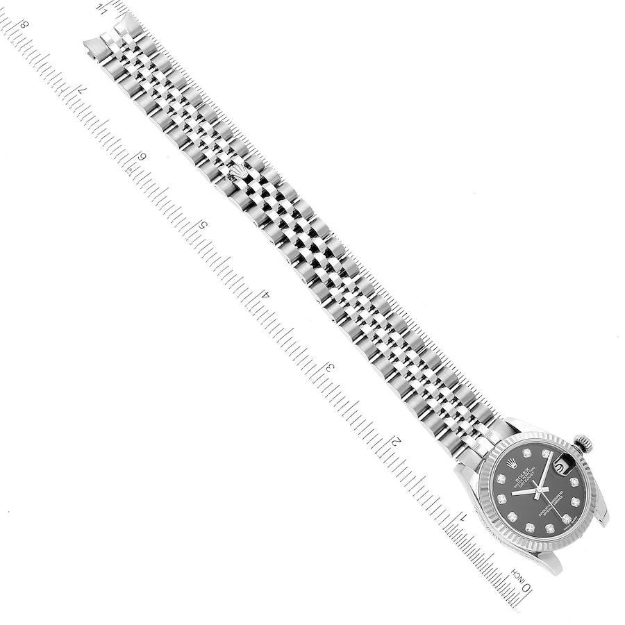 Rolex Datejust Midsize Steel White Gold Diamond Dial Watch 178274 Box Card 6