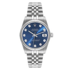 Rolex Datejust Midsize Steel White Gold Diamond Dial Watch 68274