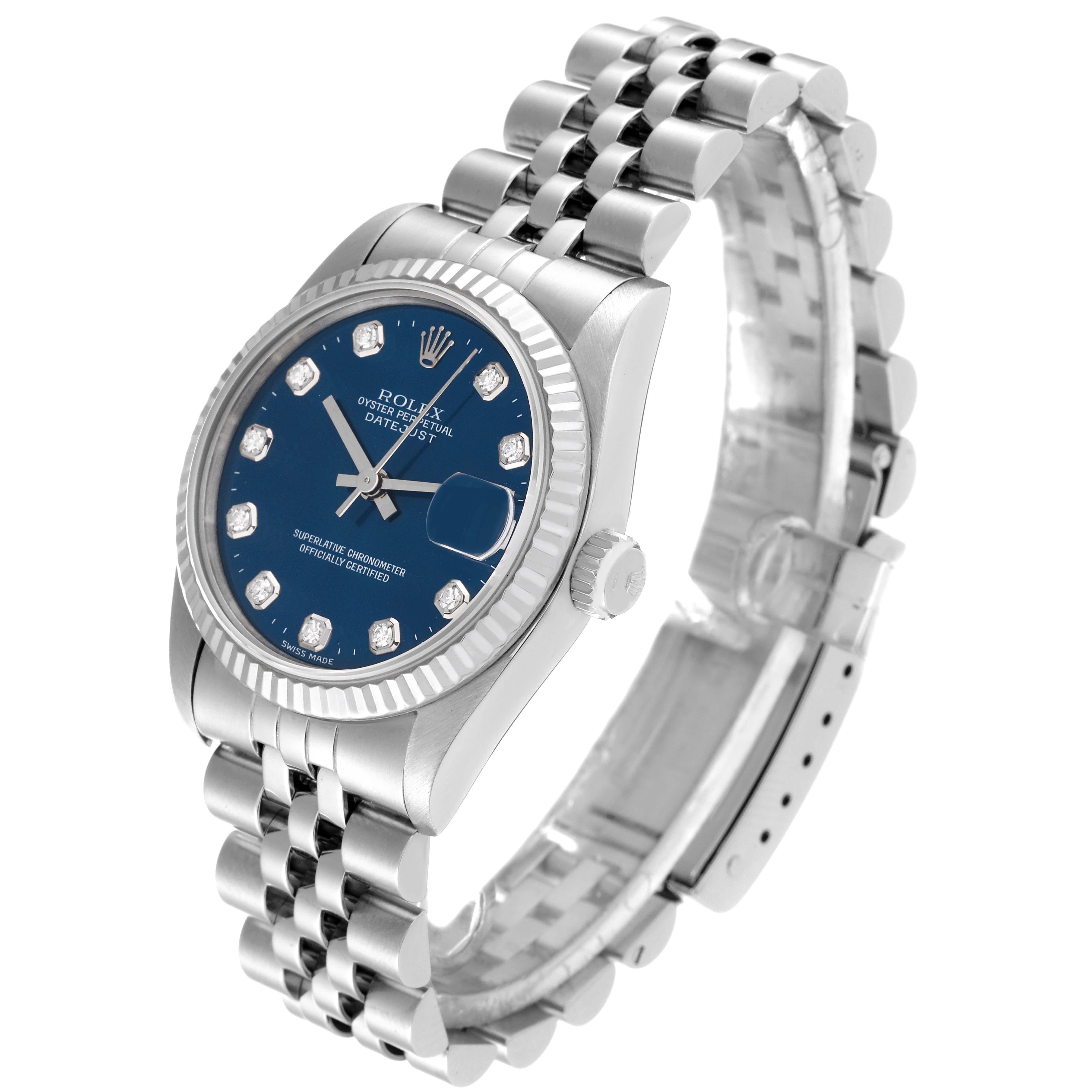 Rolex Datejust Midsize Steel White Gold Diamond Dial Watch 68274 In Good Condition In Atlanta, GA