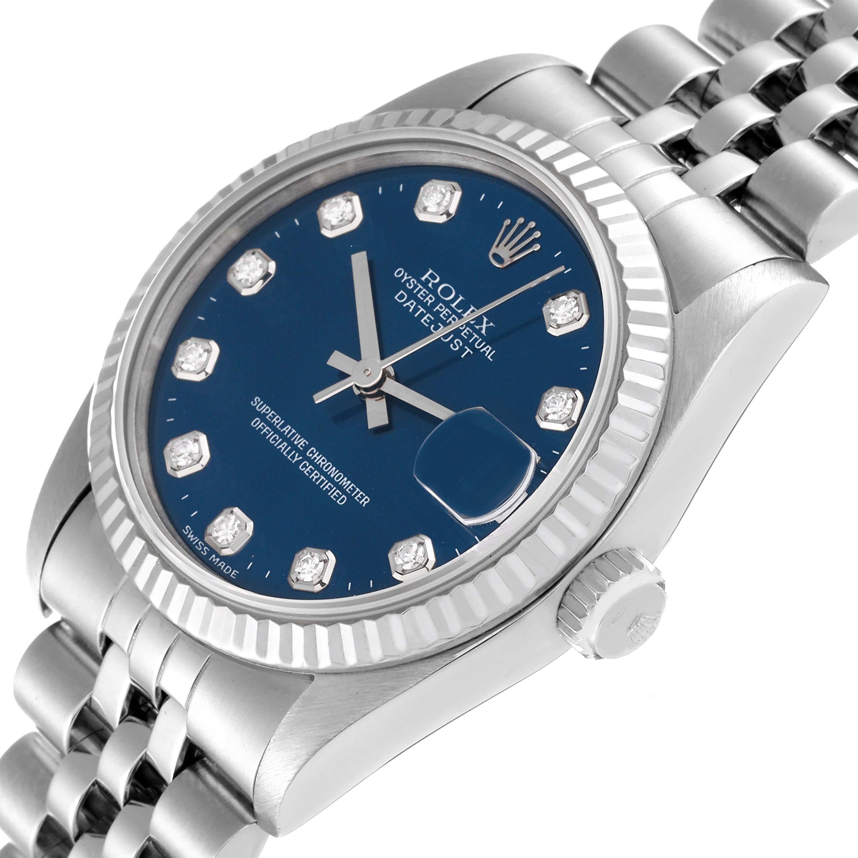 Women's Rolex Datejust Midsize Steel White Gold Diamond Dial Watch 68274