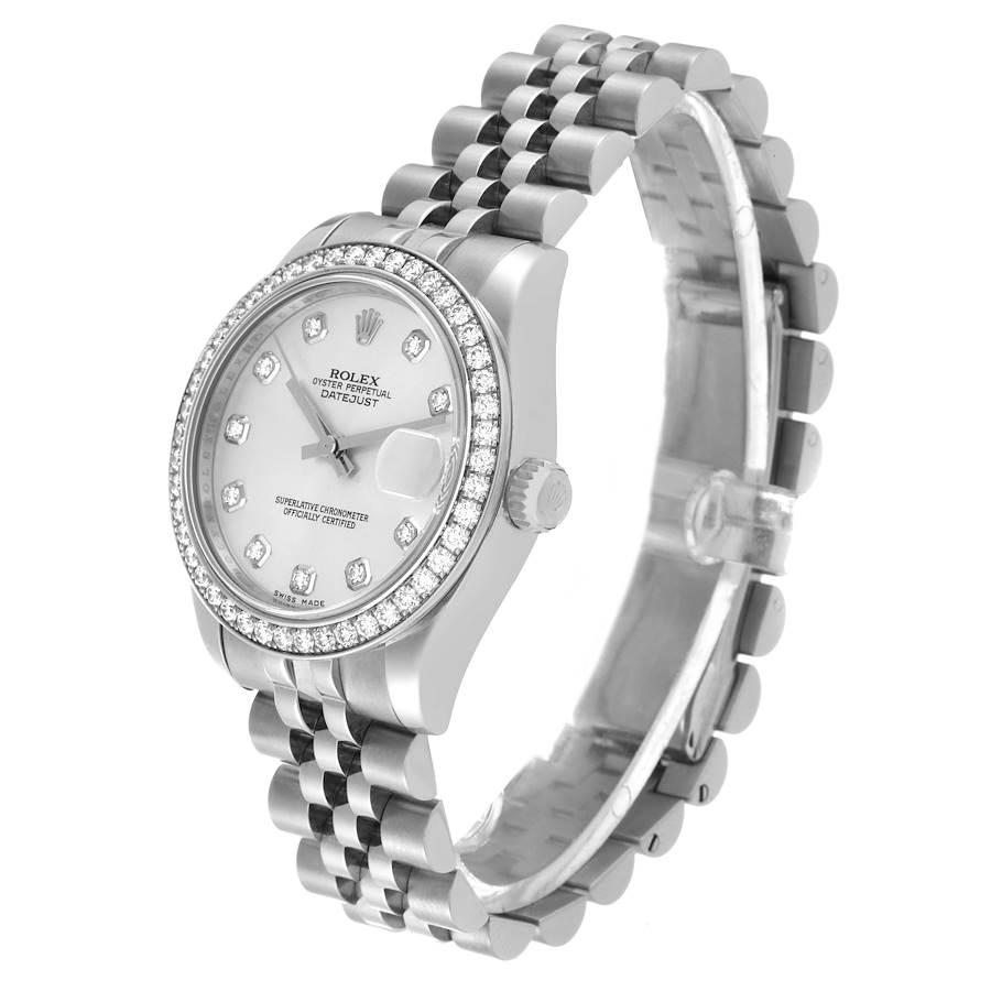 Women's Rolex Datejust Midsize Steel White Gold Diamond Ladies Watch 178384 For Sale