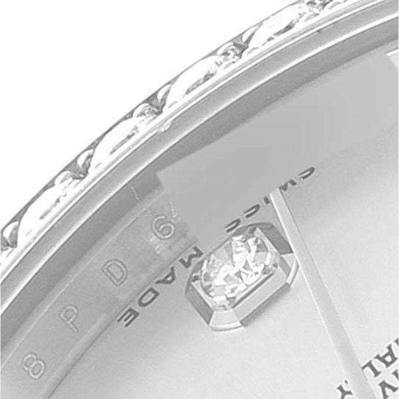 Rolex Montre Datejust de taille moyenne en acier et or blanc avec diamants pour femmes 178384 en vente 2