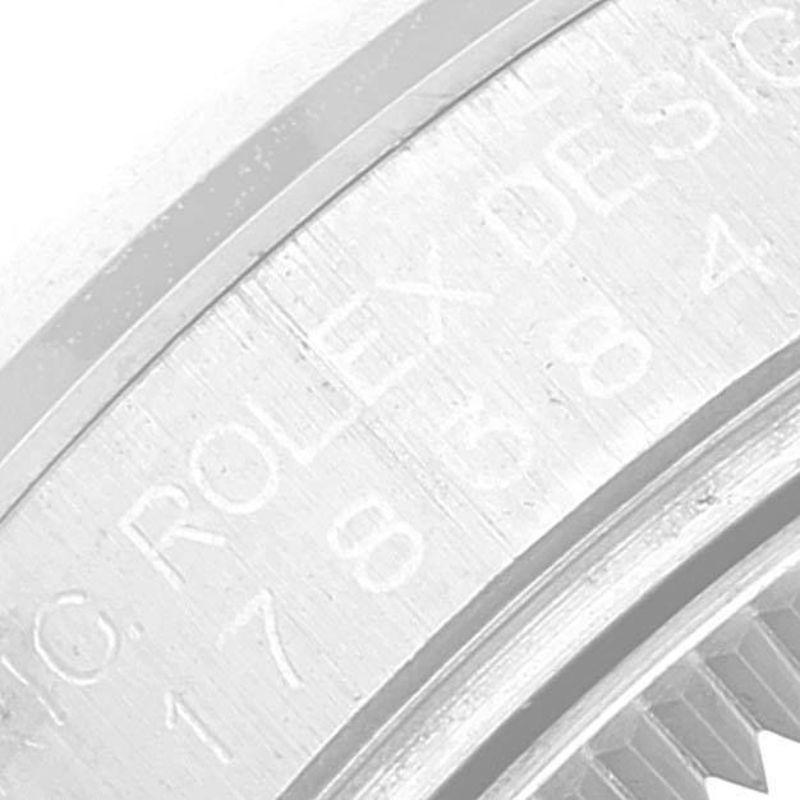 Rolex Montre Datejust de taille moyenne en acier et or blanc avec diamants pour femmes 178384 en vente 3