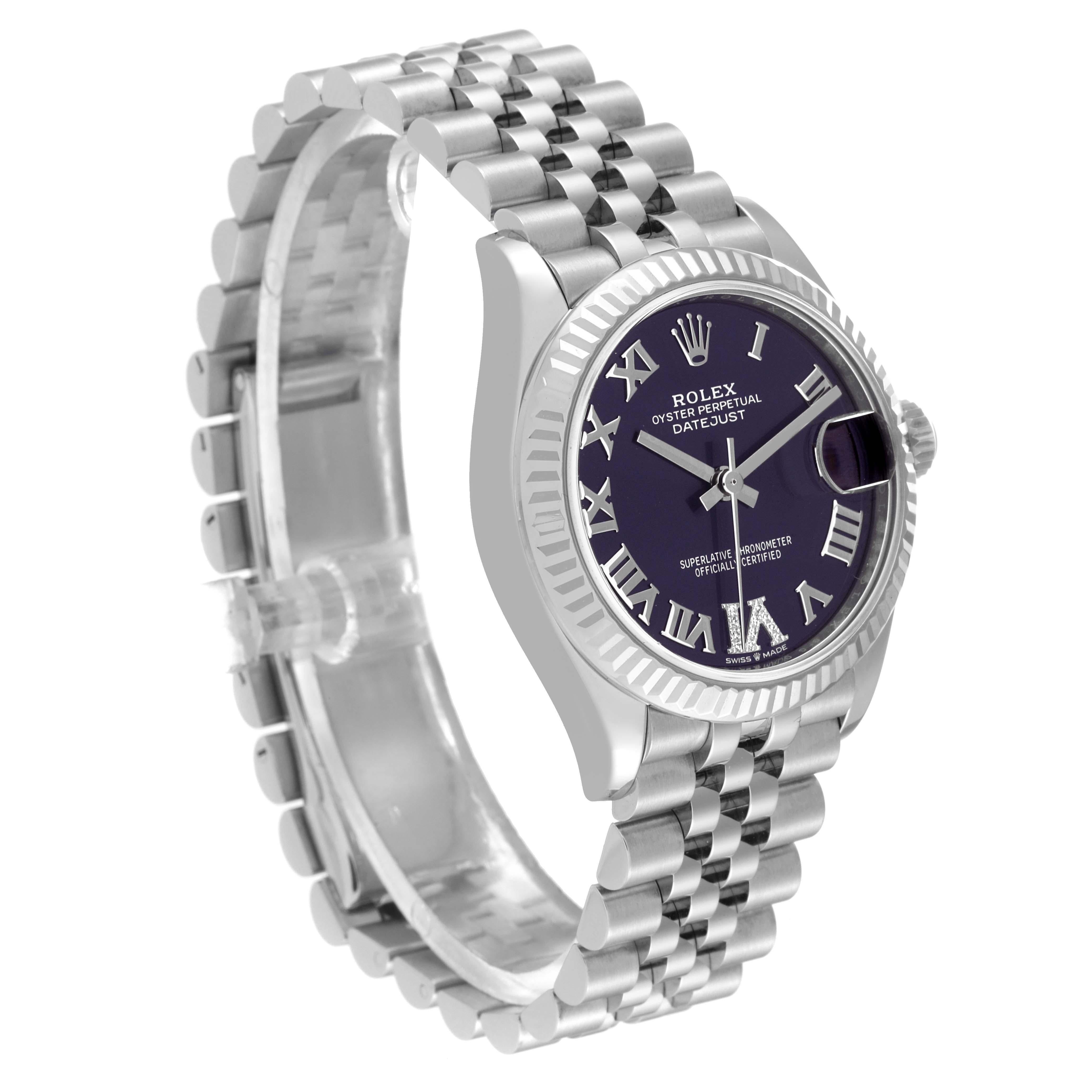 Rolex Datejust Midsize Steel White Gold Diamond Ladies Watch 278274 In Excellent Condition For Sale In Atlanta, GA