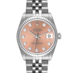 Rolex Datejust Midsize Steel White Gold Diamond Ladies Watch 68274
