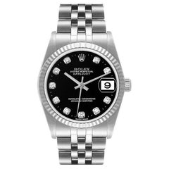 Rolex Datejust Midsize Steel White Gold Diamond Ladies Watch 78274 Box Papers