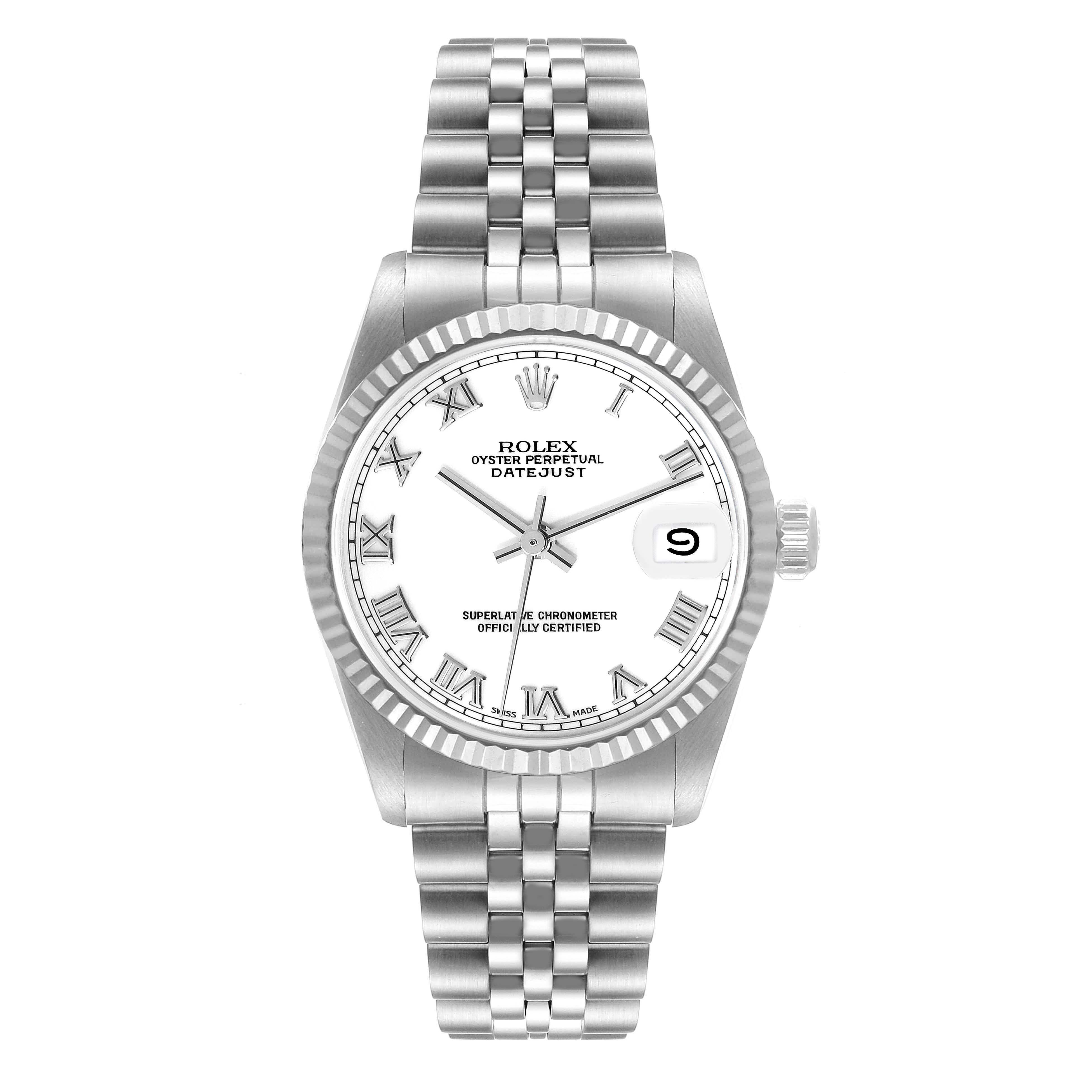 Rolex Datejust Midsize Steel White Gold Ladies Watch 68274 In Excellent Condition In Atlanta, GA