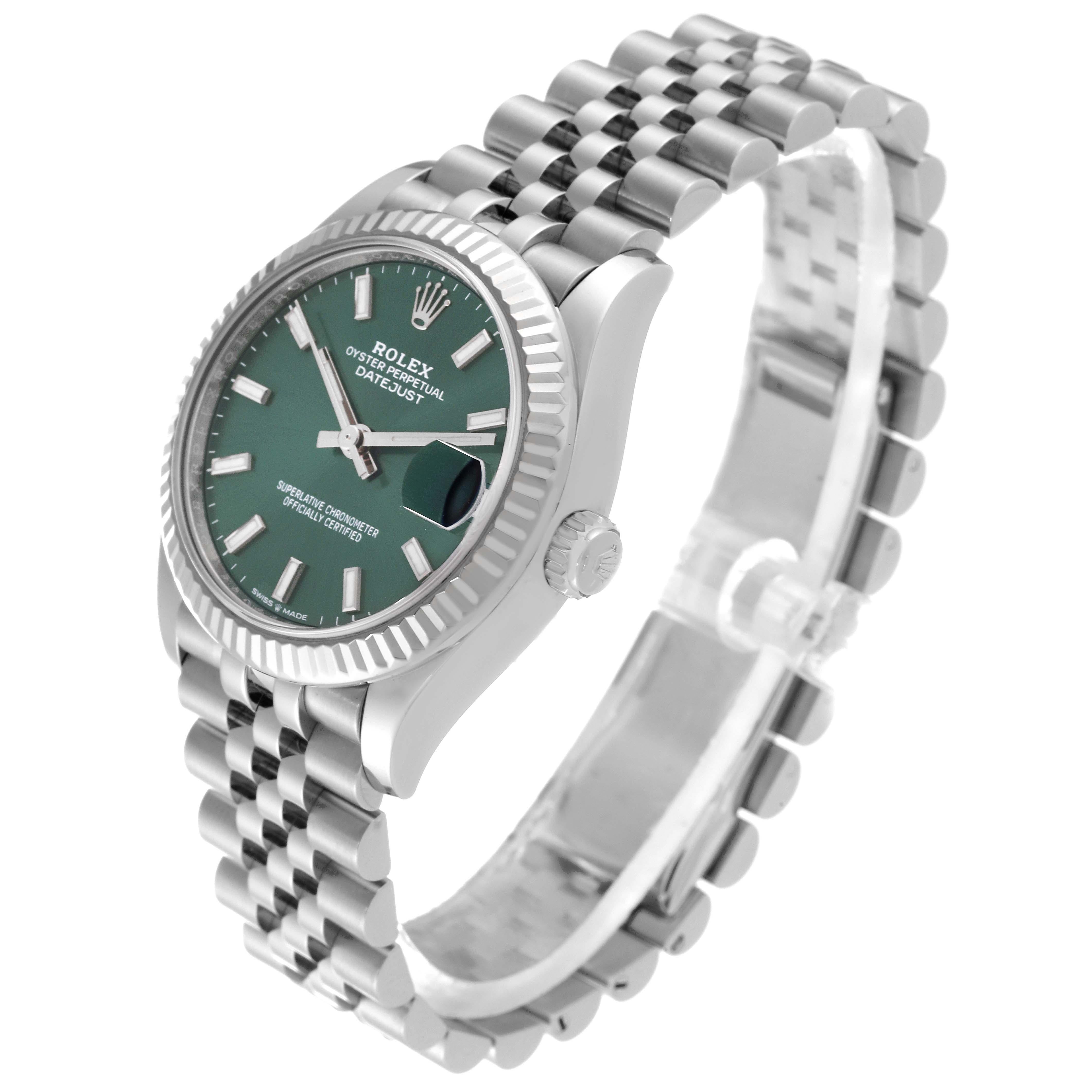 Rolex Datejust Midsize Steel White Gold Mint Green Dial Ladies Watch 278274 Box For Sale 6