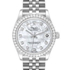rolex 278384 Rolex Datejust Midsize Steel White Gold MOP Diamond Dial Ladies Watch 278384