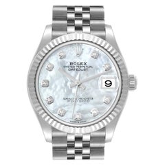 Rolex Datejust Midsize Steel White Gold MOP Diamond Dial Watch 278274 Unworn