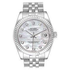 Rolex Datejust Midsize Steel White Gold MOP Diamond Ladies Watch 178274
