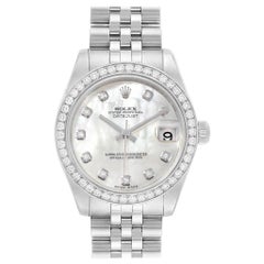 Rolex Datejust Midsize Steel White Gold MOP Diamond Ladies Watch 178384