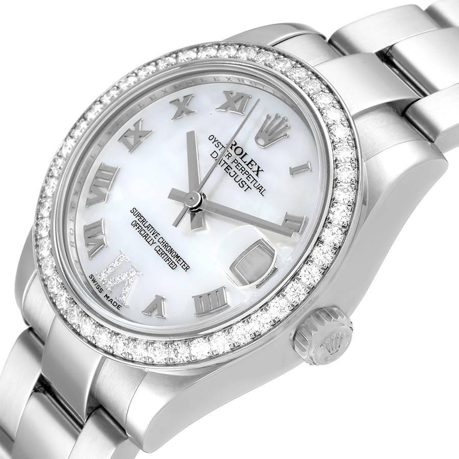 Rolex Datejust Midsize Steel White Gold MOP Diamond Watch 178384 Box Card 1