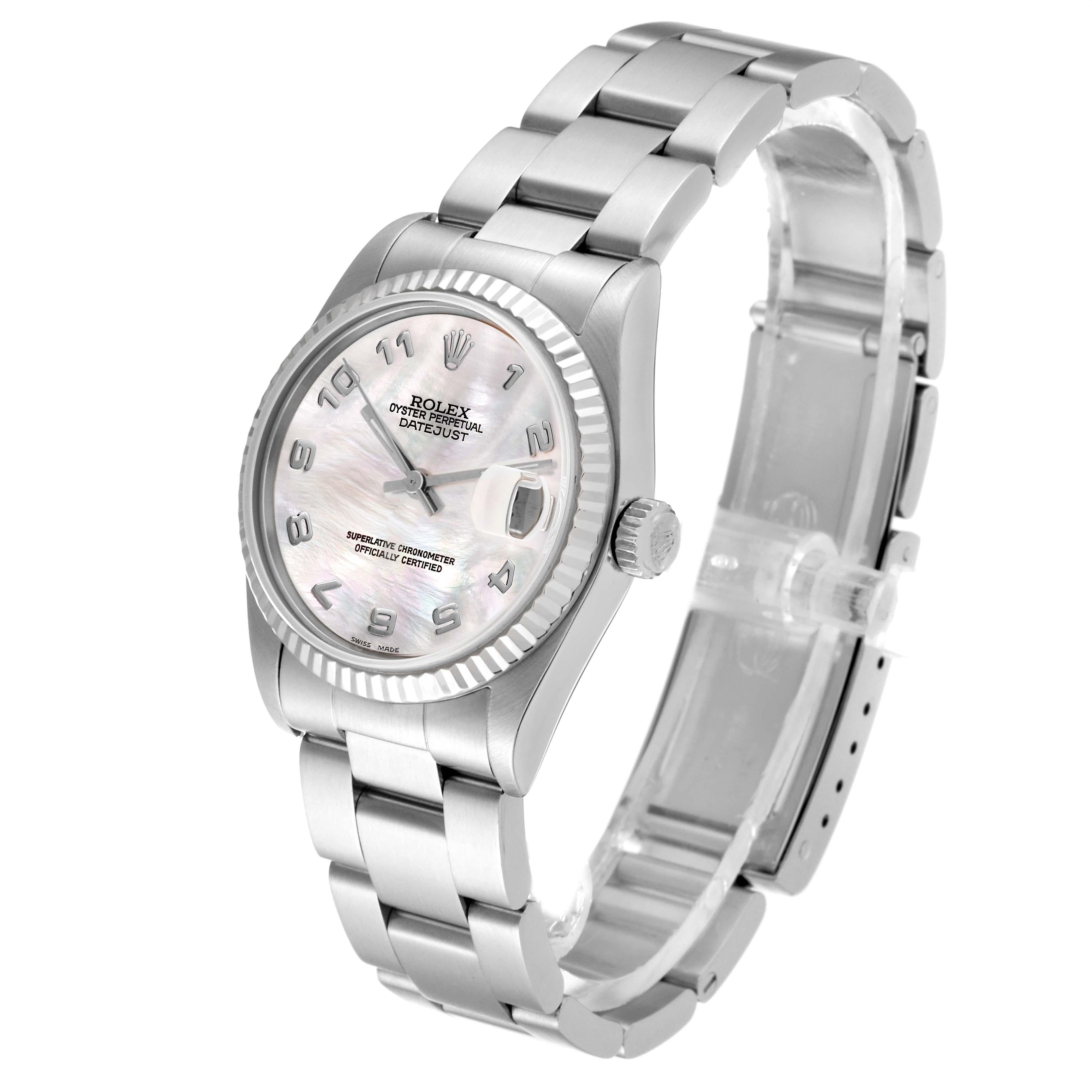 Rolex Datejust Midsize Steel White Gold Mother Of Pearl Dial Ladies Watch 68274 For Sale 6