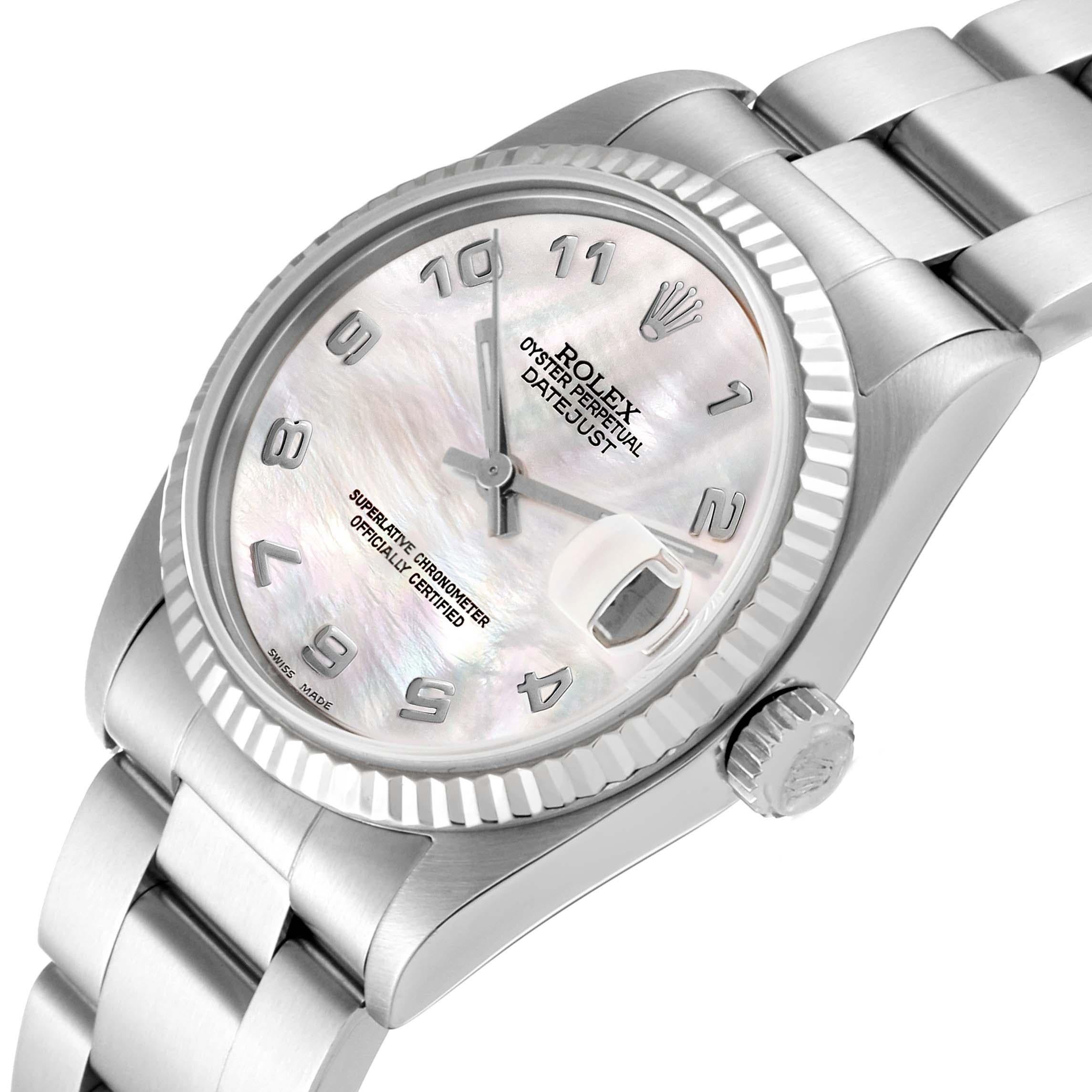 Rolex Datejust Midsize Steel White Gold Mother Of Pearl Dial Ladies Watch 68274 For Sale 1