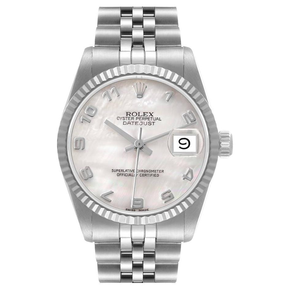 Rolex Datejust Midsize Steel White Gold Mother of Pearl Dial Ladies Watch 68274