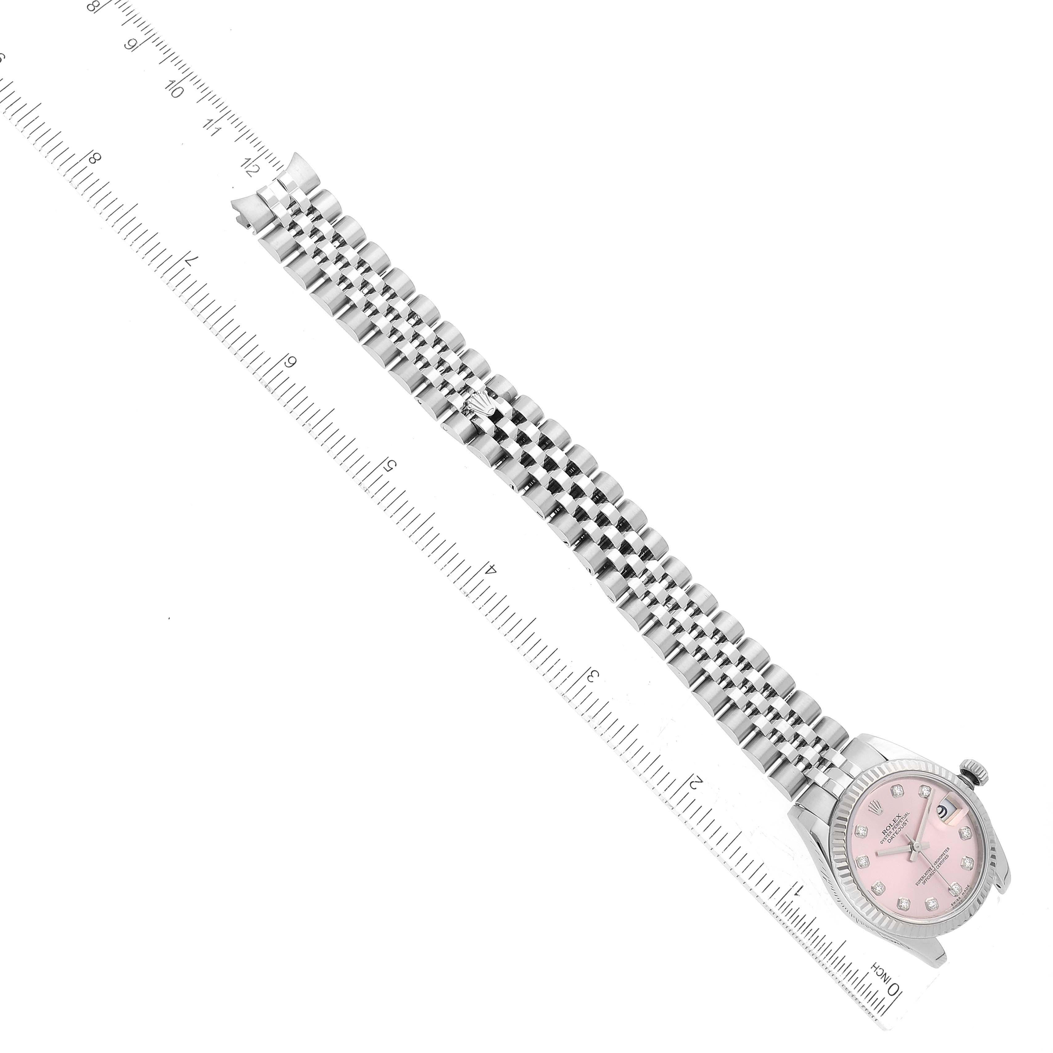 Rolex Datejust Midsize Steel White Gold Pink Diamond Dial Ladies Watch 178274 6