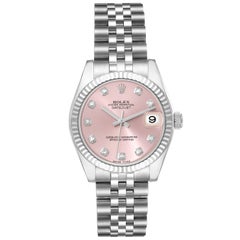 Rolex Datejust Midsize Steel White Gold Pink Diamond Dial Ladies Watch 178274