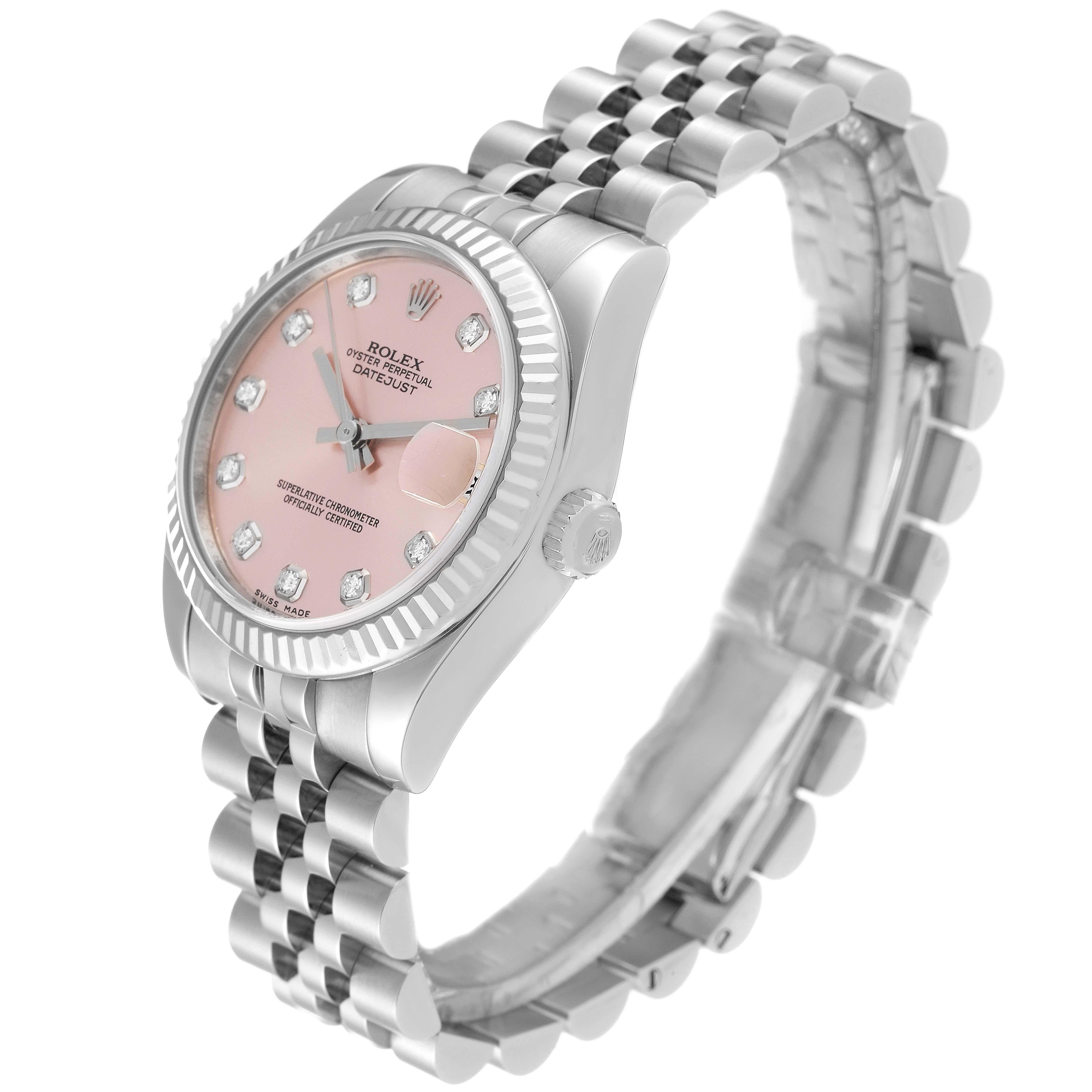 Women's Rolex Datejust Midsize Steel White Gold Pink Diamond Dial Ladies Watch 178274