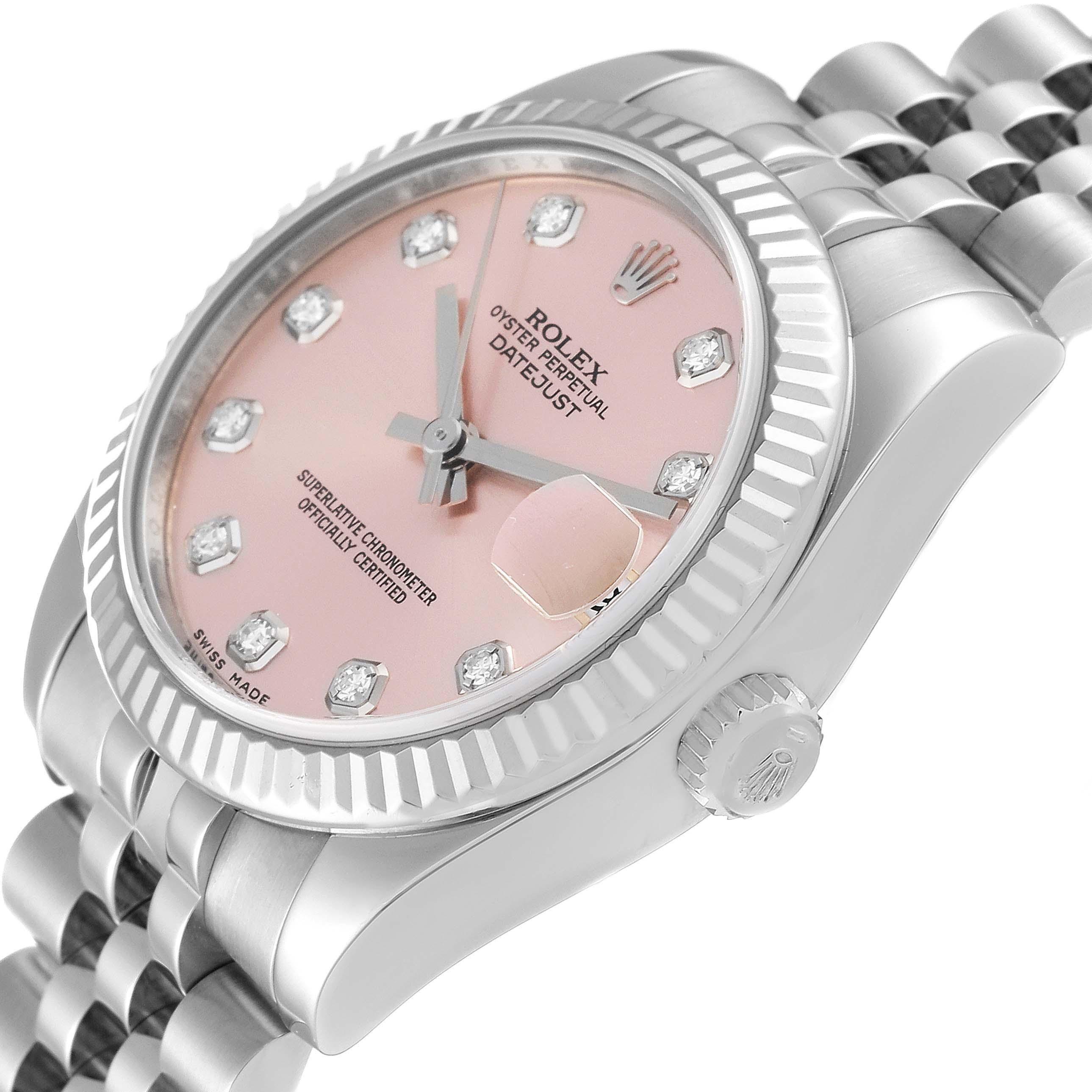 Rolex Datejust Midsize Steel White Gold Pink Diamond Dial Ladies Watch 178274 1