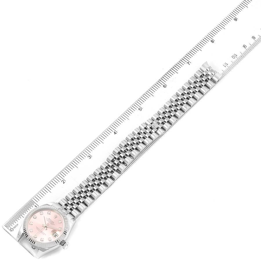 Rolex Datejust Midsize Steel White Gold Pink Diamond Dial Watch 178274 For Sale 6
