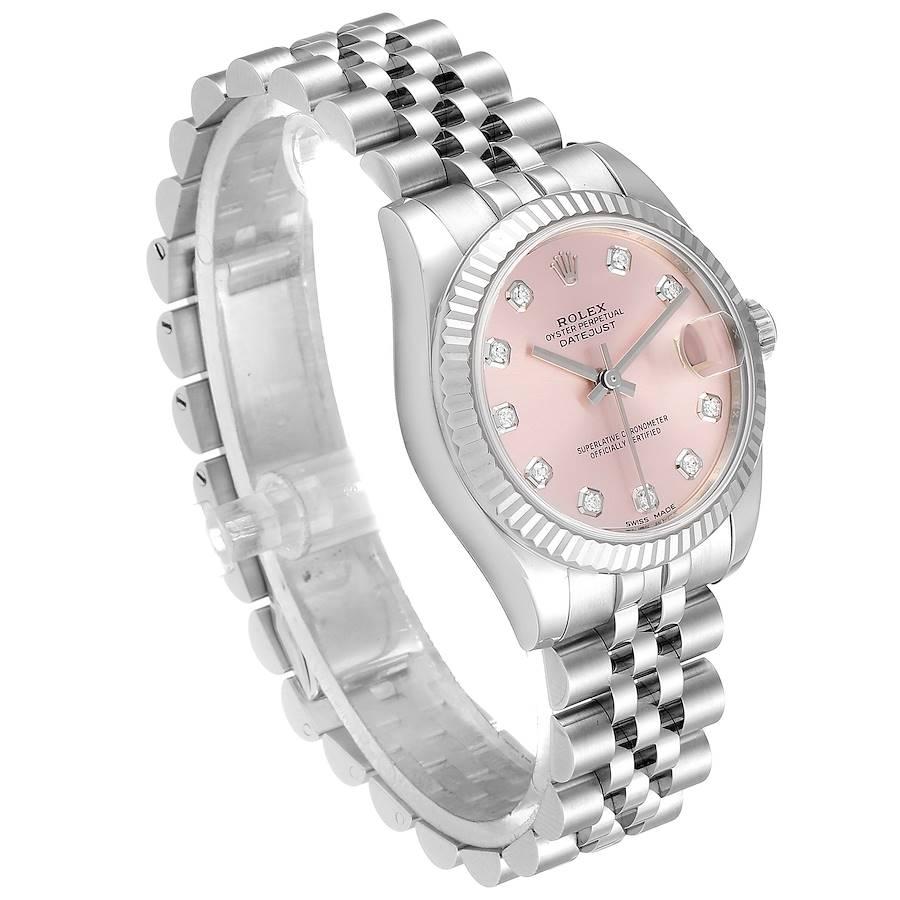 Women's Rolex Datejust Midsize Steel White Gold Pink Diamond Dial Watch 178274 For Sale