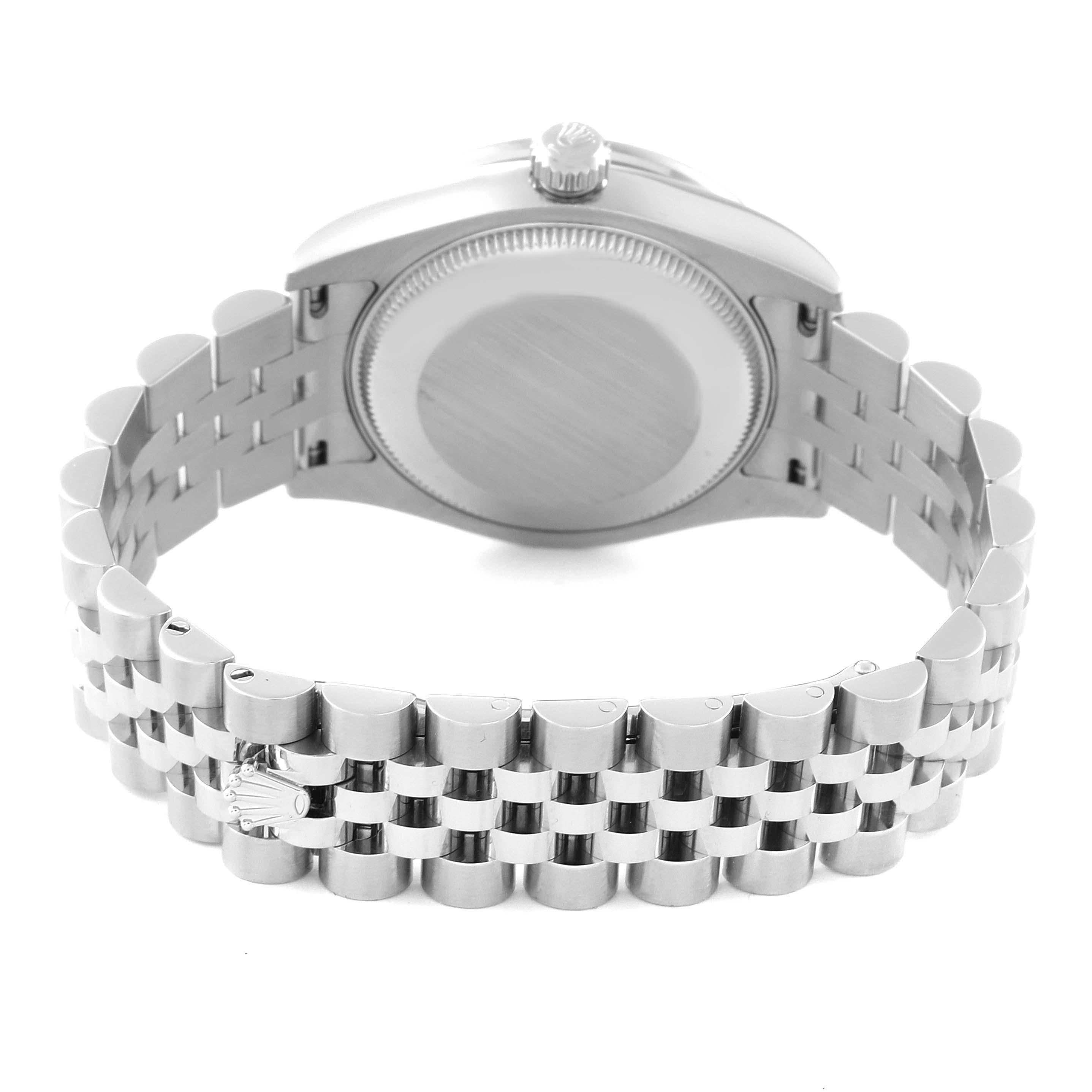 Rolex Datejust Midsize Steel White Gold Purple Dial Diamond Ladies Watch 178384 For Sale 2