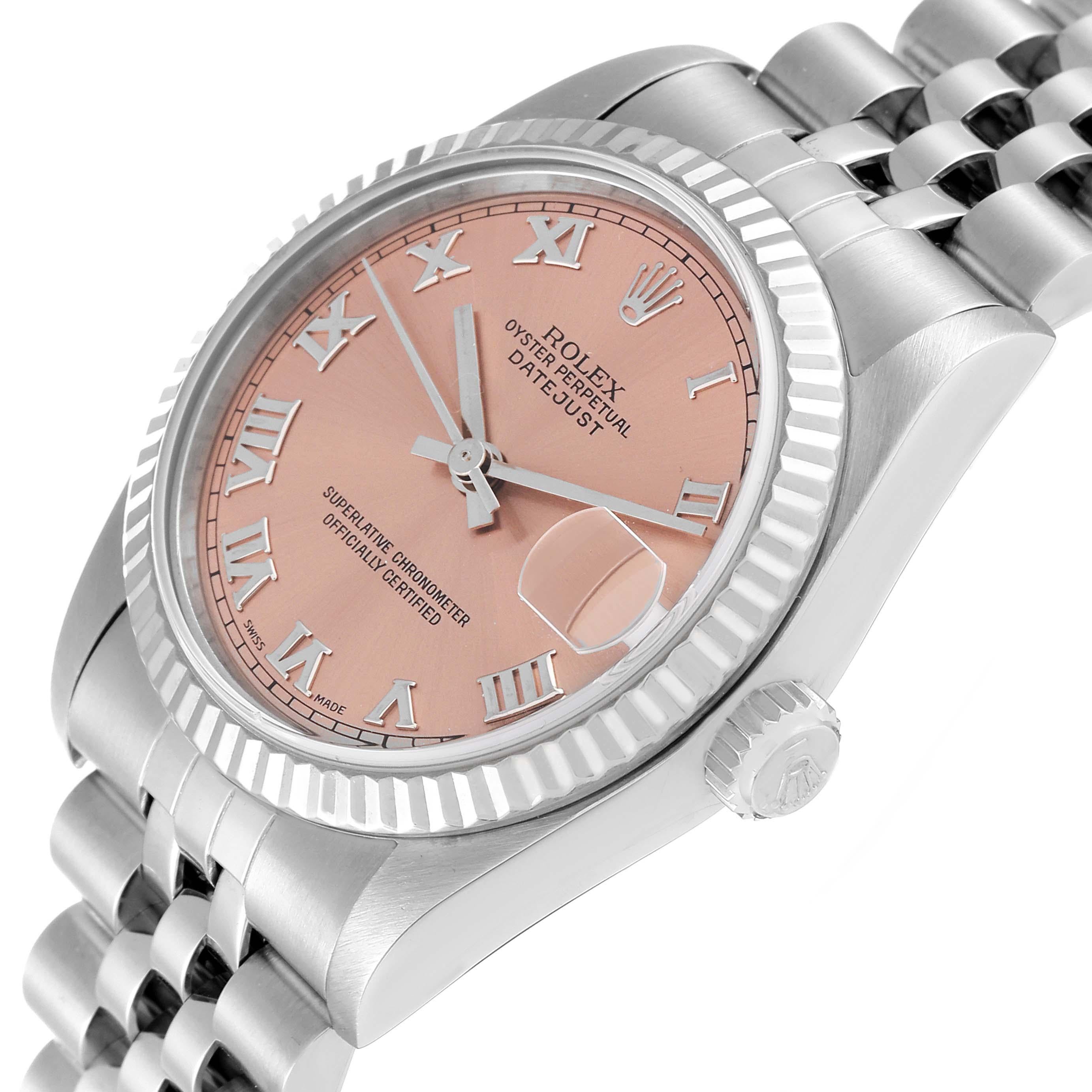 Women's Rolex Datejust Midsize Steel White Gold Salmon Dial Ladies Watch 68274 For Sale
