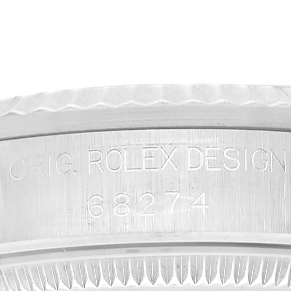 Rolex Datejust Damenuhr aus Stahl und Weißgold mit Lachs Zifferblatt 68274 im Angebot 3