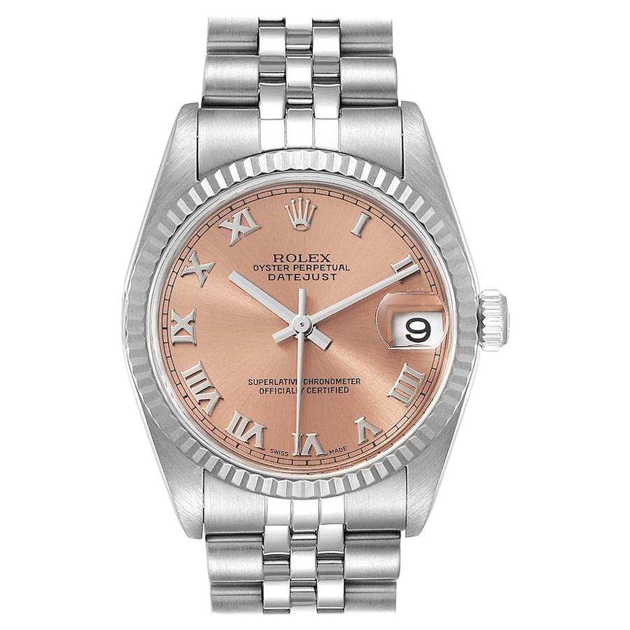 Rolex Datejust Midsize Steel White Gold Salmon Dial Ladies Watch 78274