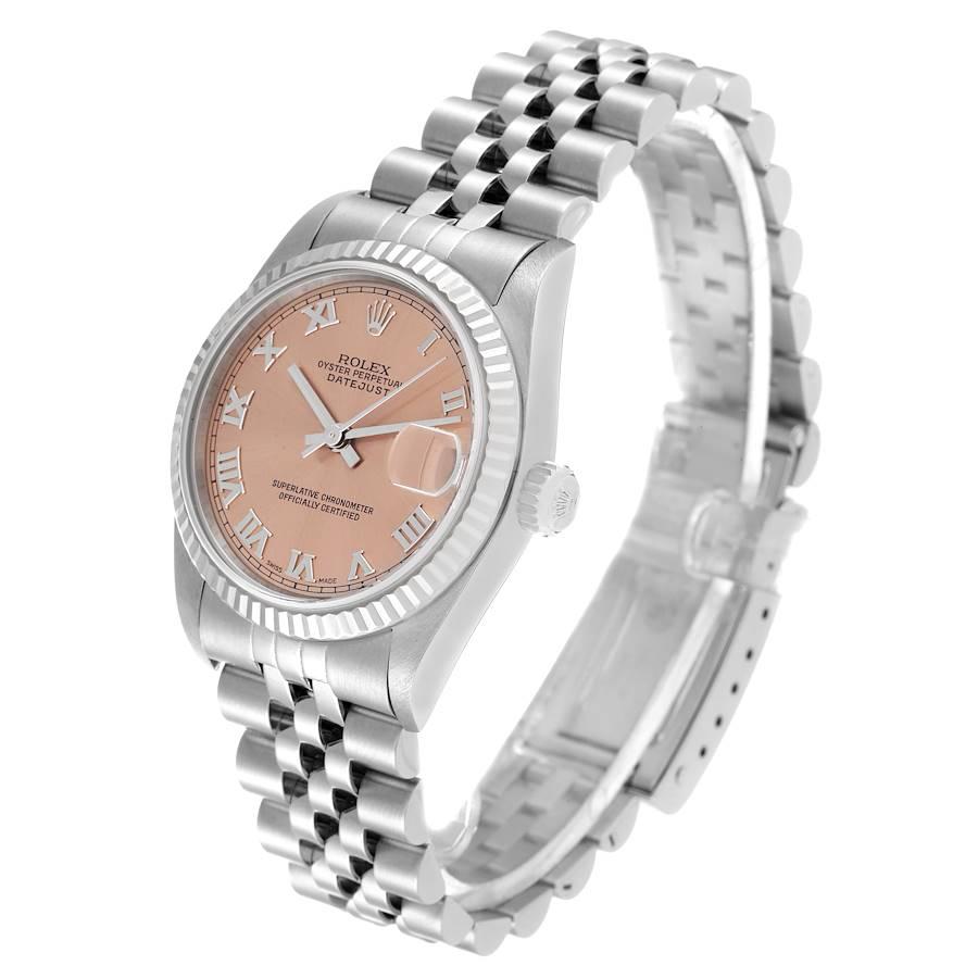 Rolex Datejust Midsize Steel White Gold Salmon Dial Watch 78274 Box Papers Pour femmes en vente