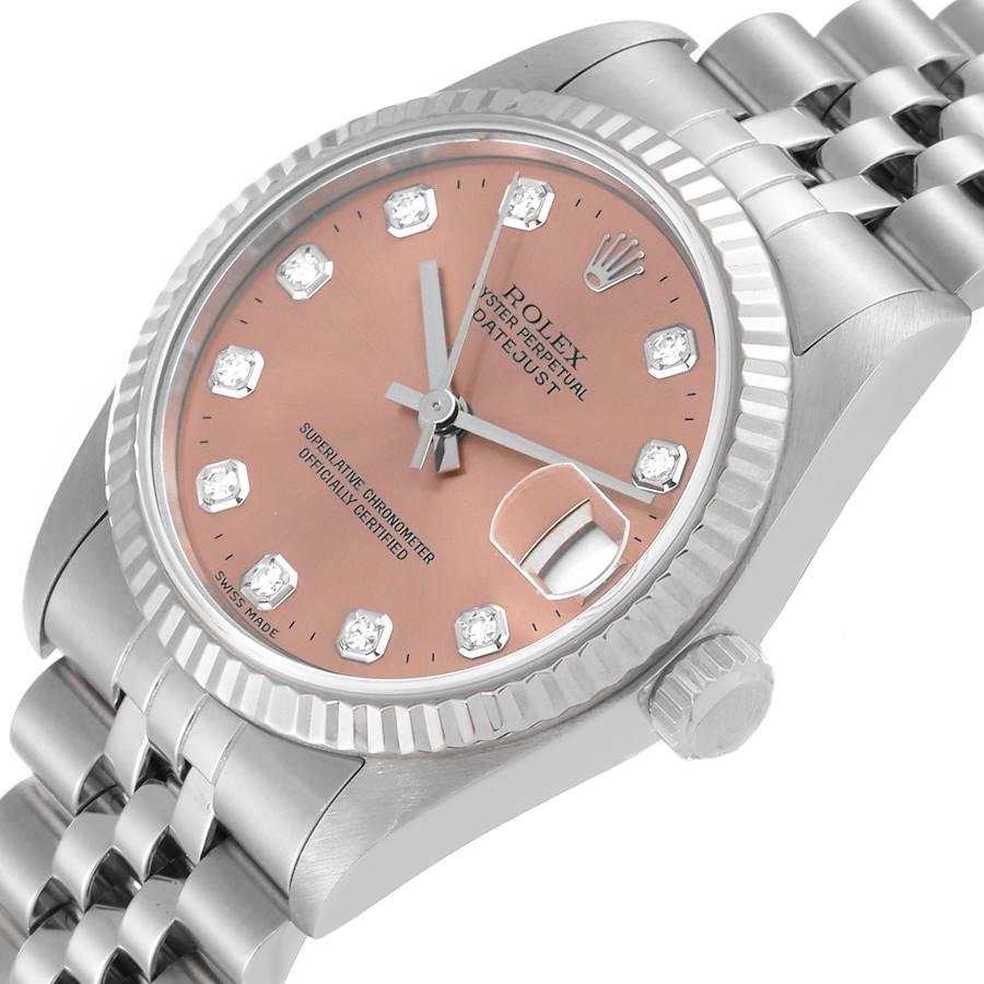 Rolex Datejust Midsize Steel White Gold Salmon Diamond Dial Ladies Watch 68274 1