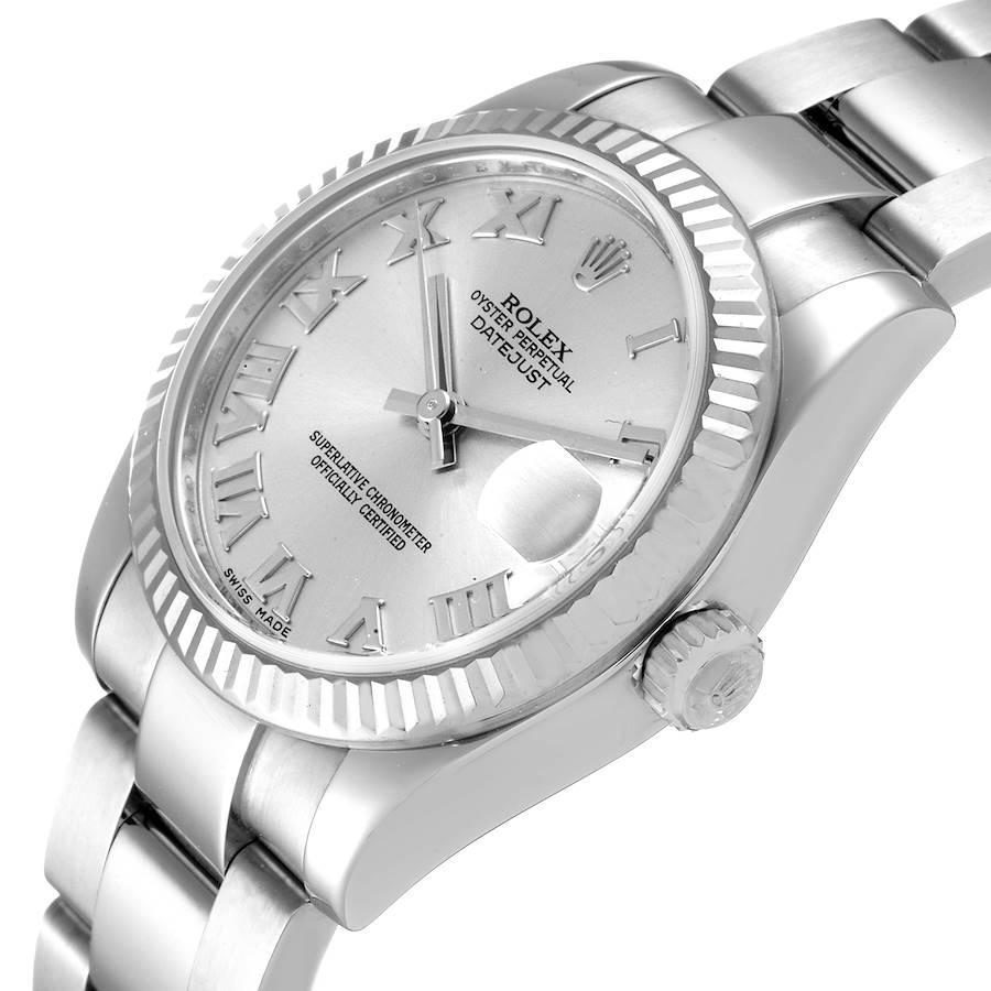 Rolex Datejust Midsize Steel White Gold Silver Dial Watch 178274 Box Card For Sale 1
