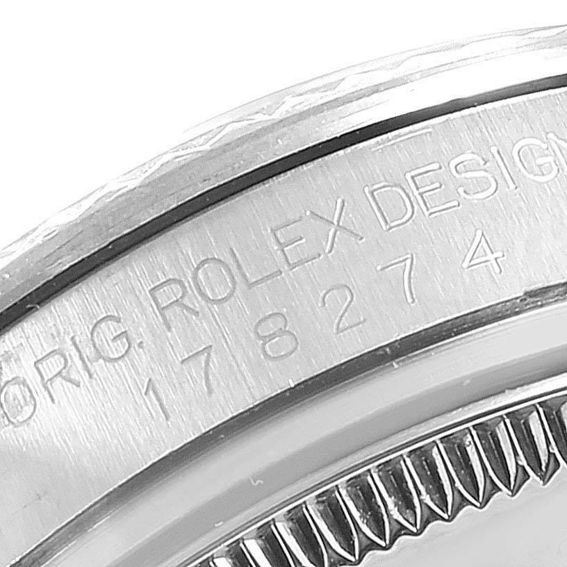 Rolex Datejust Midsize Steel White Gold Silver Dial Watch 178274 Box Card For Sale 3