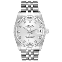 Rolex Datejust Midsize Steel White Gold Silver Diamond Dial Ladies Watch 78274