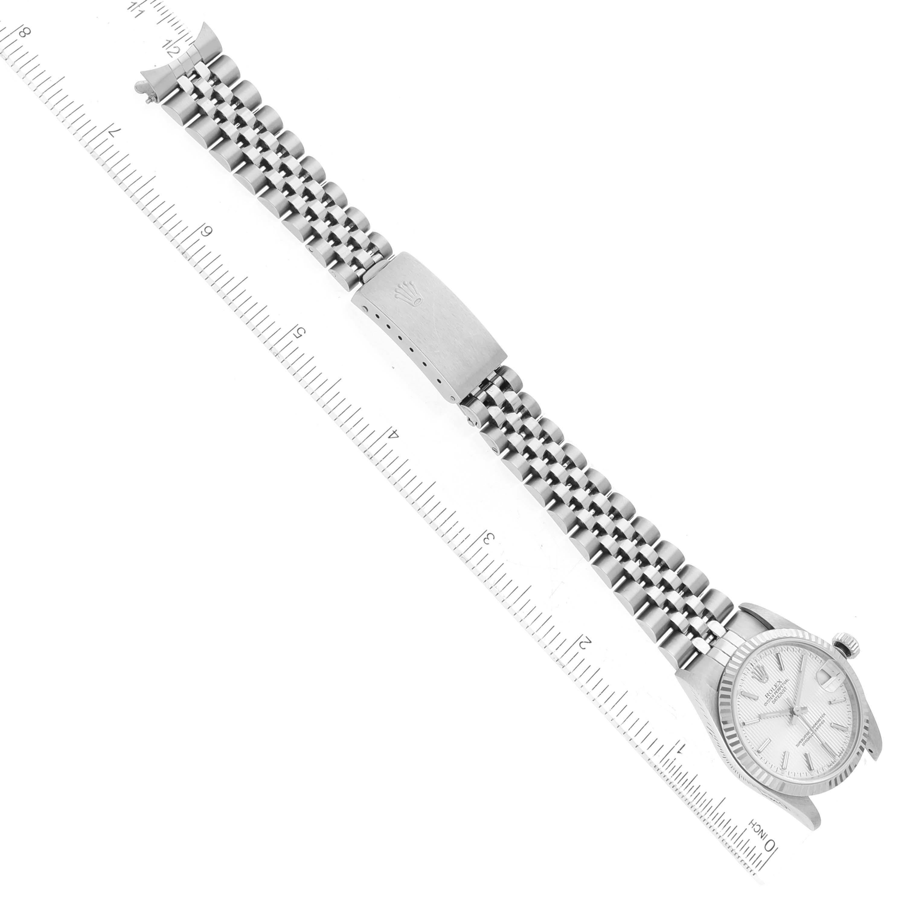 Rolex Datejust Midsize Steel White Gold Silver Tapestry Dial Ladies Watch 78274 For Sale 7