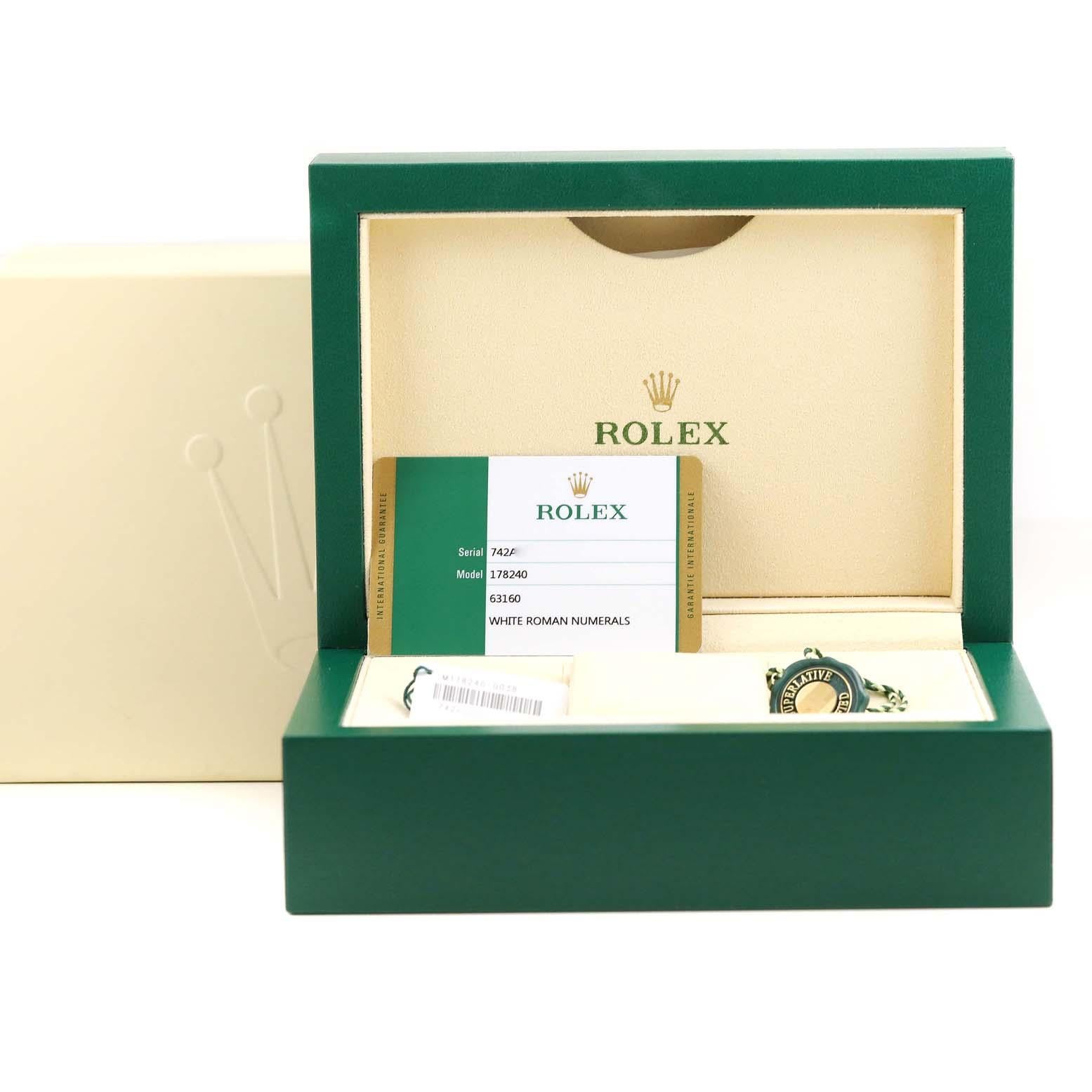 Rolex Datejust Midsize Steel White Roman Dial Ladies Watch 178240 Box Card 7
