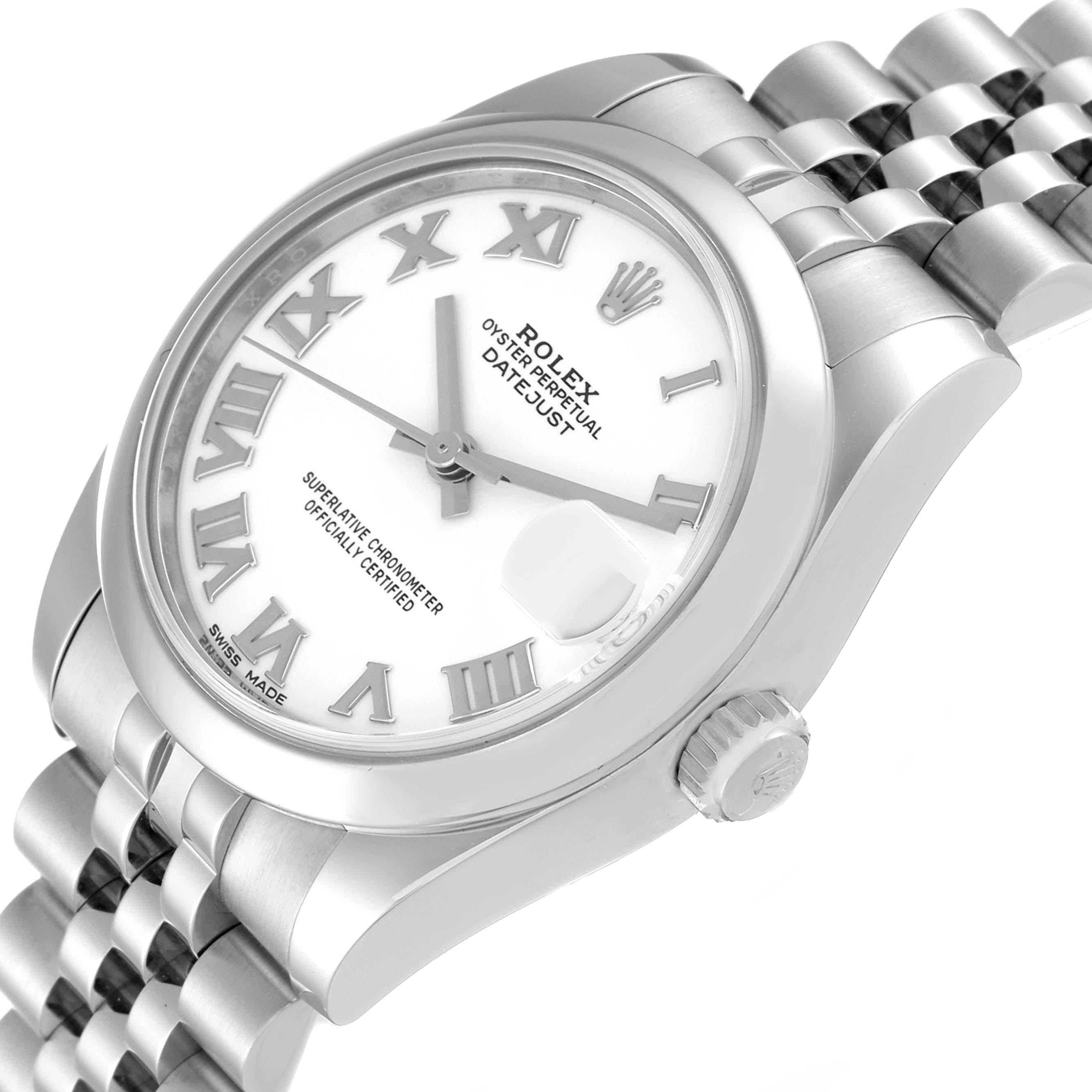 Women's Rolex Datejust Midsize Steel White Roman Dial Ladies Watch 178240 Box Card