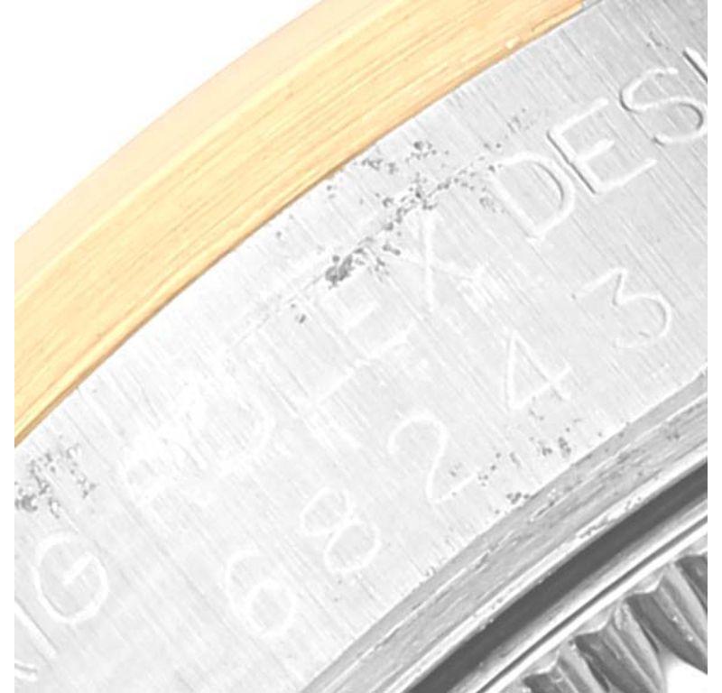 Rolex Montre Datejust de taille moyenne en acier avec cadran anniversaire en or jaune pour femmes 68243 en vente 2