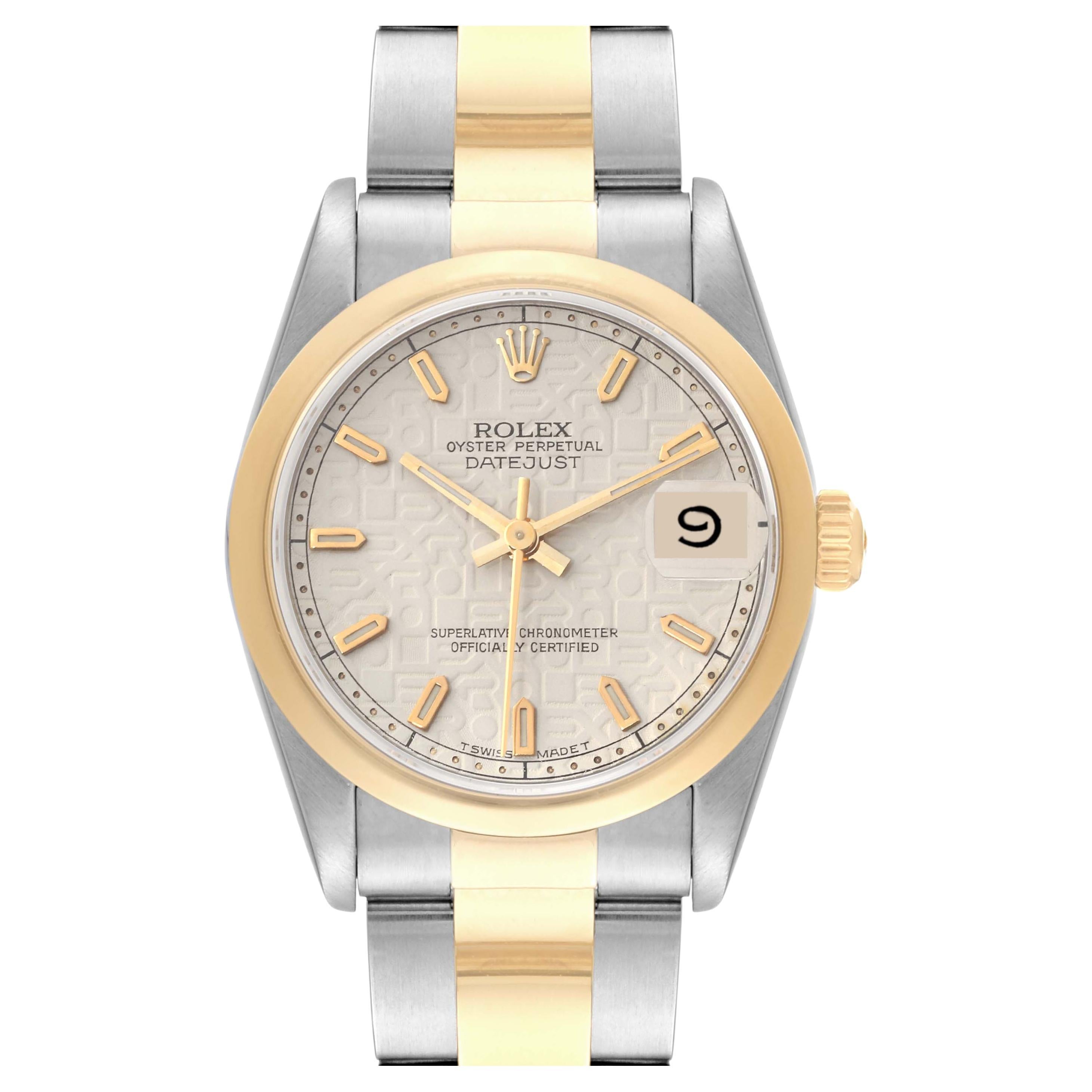 Rolex Datejust Midsize Steel Yellow Gold Anniversary Dial Ladies Watch 68243 For Sale