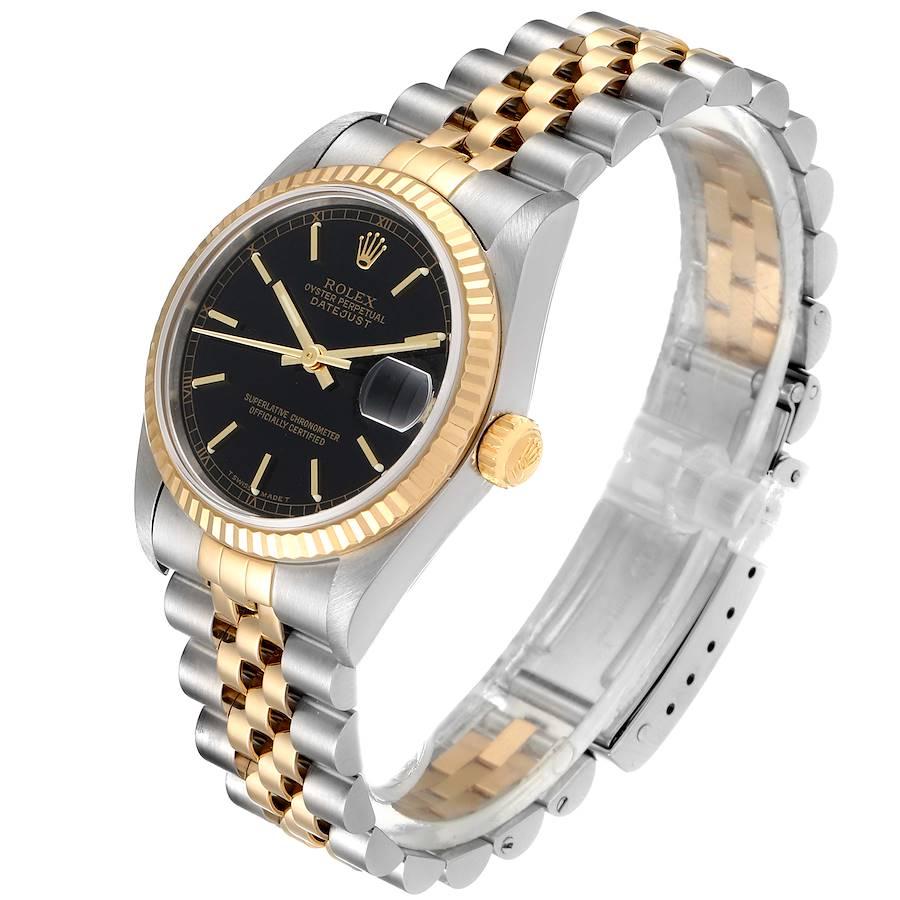 Women's Rolex Datejust Midsize Steel Yellow Gold Black Dial Ladies Watch 68273 Box For Sale